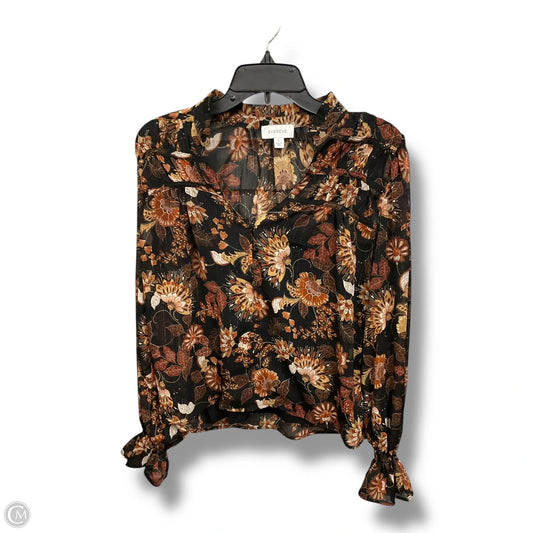 Blouse Long Sleeve By Evereve In Floral Print, Size: S