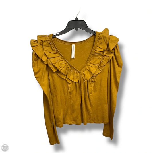 Top Long Sleeve By Anthropologie In Tan, Size: M