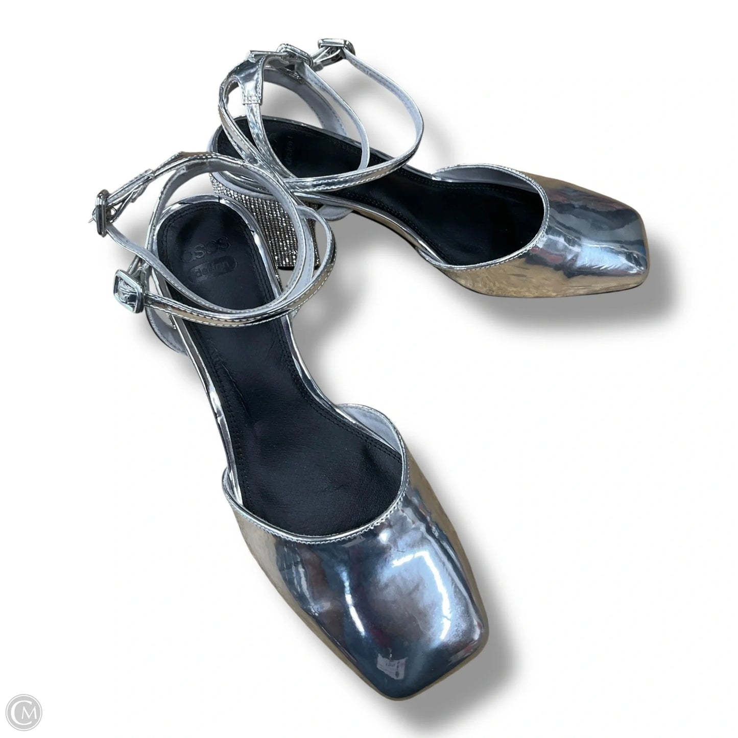 Shoes Heels Block By Asos In Silver, Size: 9