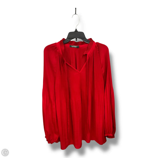 Blouse Long Sleeve By Lauren By Ralph Lauren In Red, Size: 2x