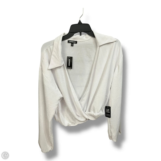 Blouse Long Sleeve By Express In White, Size: M