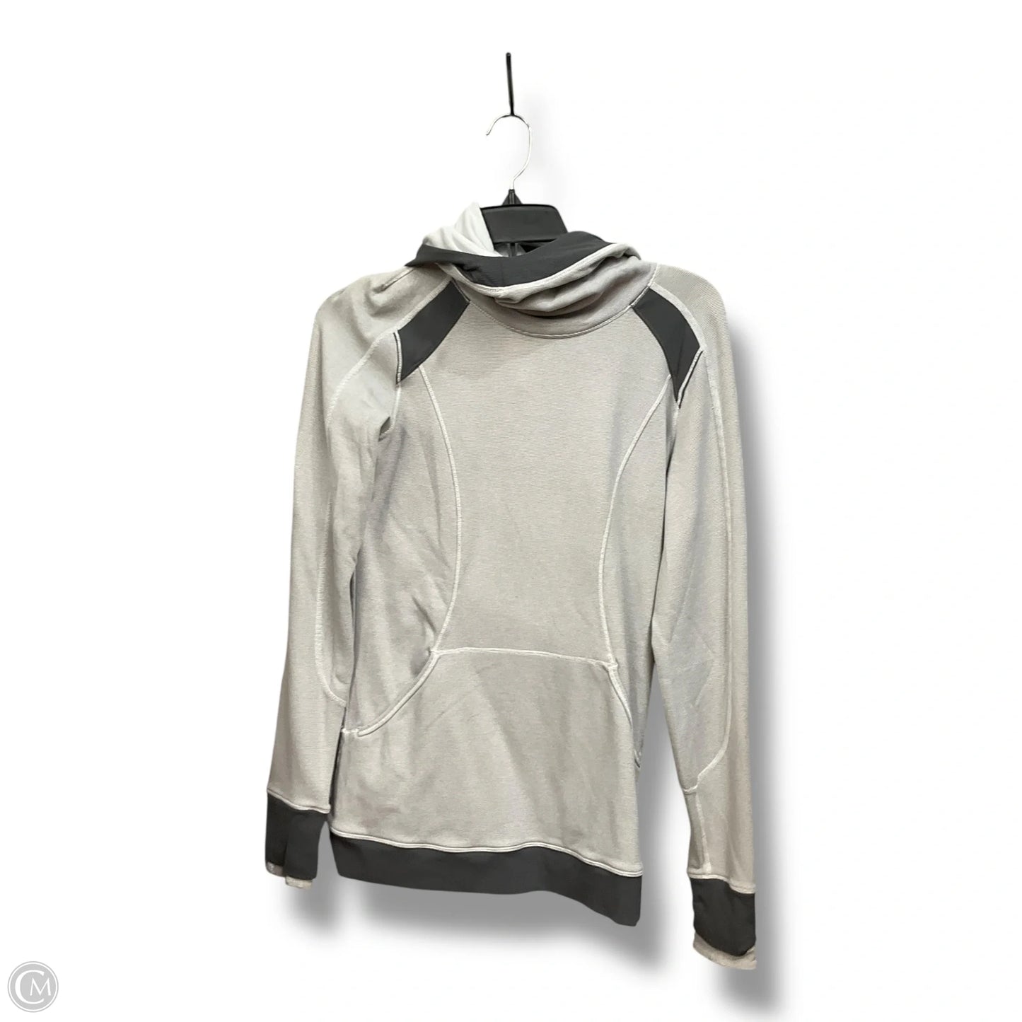 Athletic Top Long Sleeve Hoodie By Lululemon In Grey, Size: S