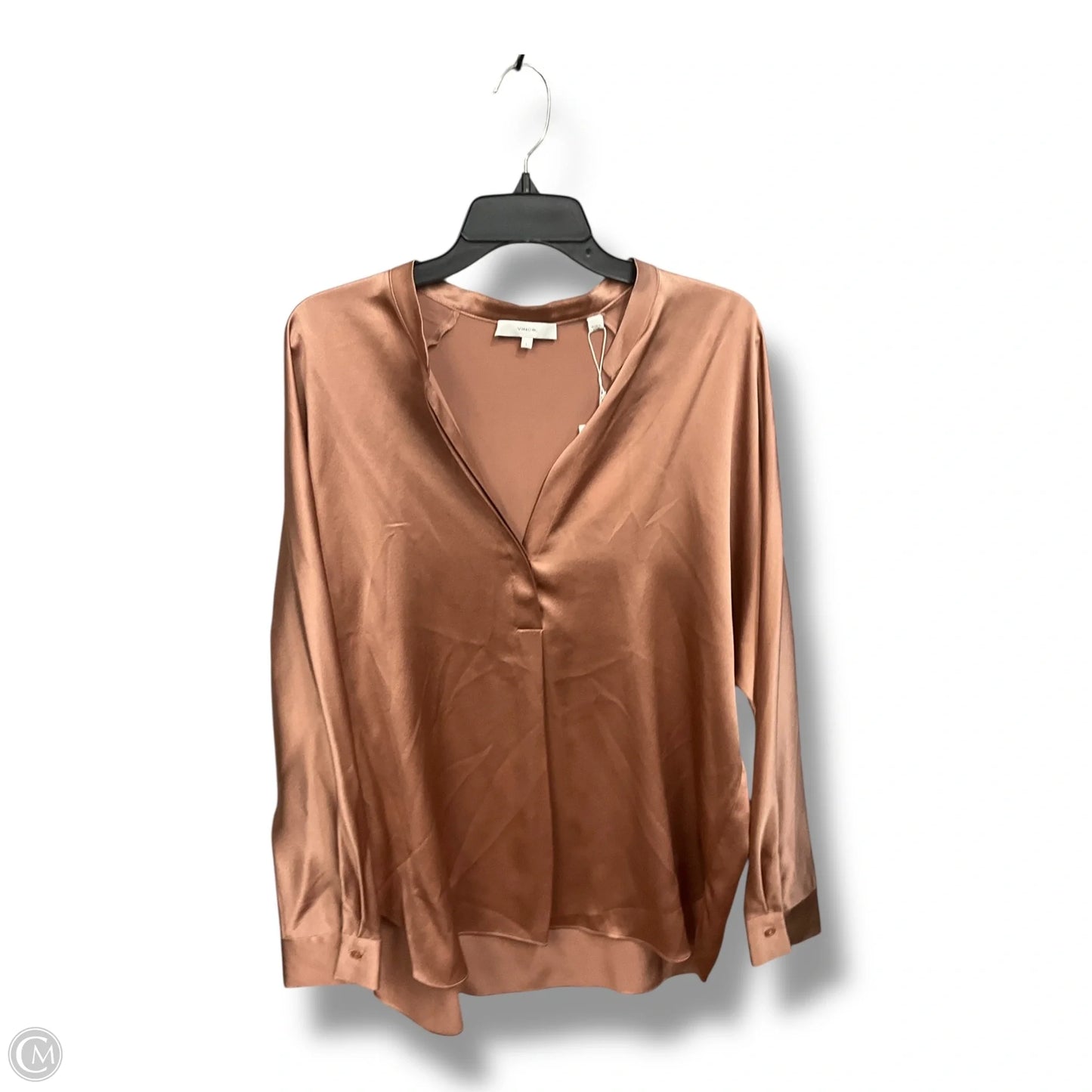 Blouse Long Sleeve By Vince In Rose Gold, Size: L