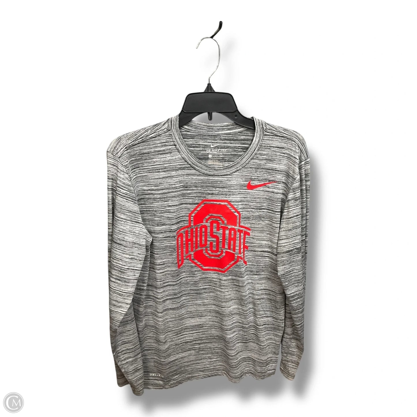 Athletic Top Long Sleeve Crewneck By Nike Apparel In Grey, Size: S