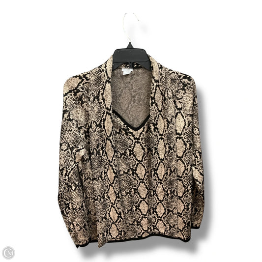 Top Long Sleeve By Chicos In Black & Brown, Size: L