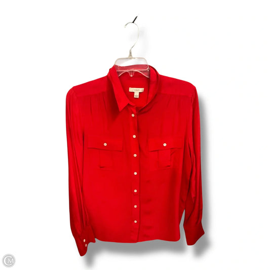Blouse Long Sleeve By J. Crew In Red, Size: M