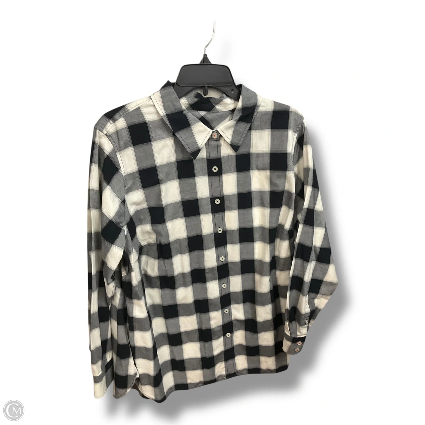 Blouse Long Sleeve By Talbots In Plaid Pattern, Size: 1x