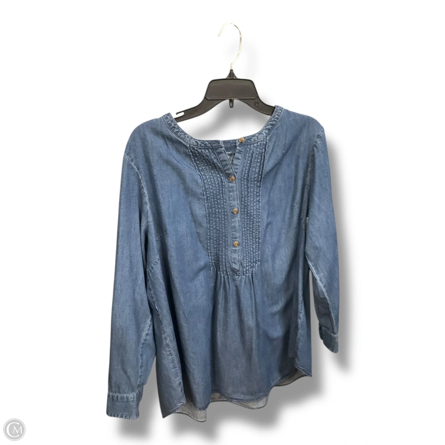 Blouse Long Sleeve By J. Jill In Blue Denim, Size: Xl