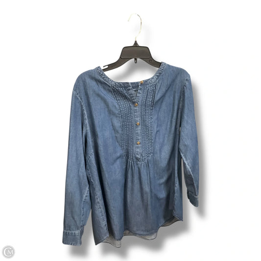 Blouse Long Sleeve By J. Jill In Blue Denim, Size: Xl