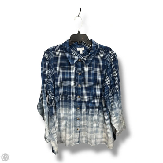 Blouse Long Sleeve By J. Jill In Plaid Pattern, Size: Xlp