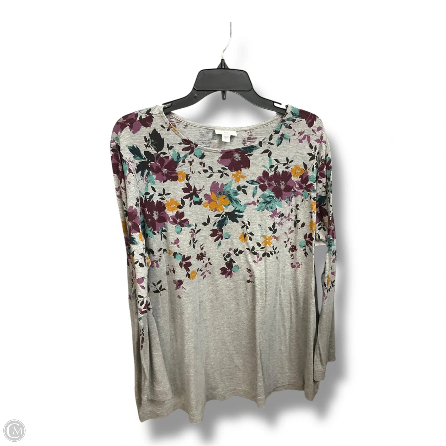 Top Long Sleeve By J. Jill In Floral Print, Size: Xl
