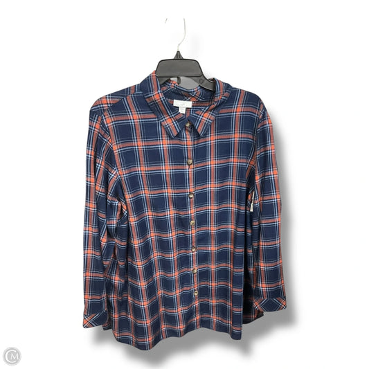 Blouse Long Sleeve By J. Jill In Plaid Pattern, Size: Xlp