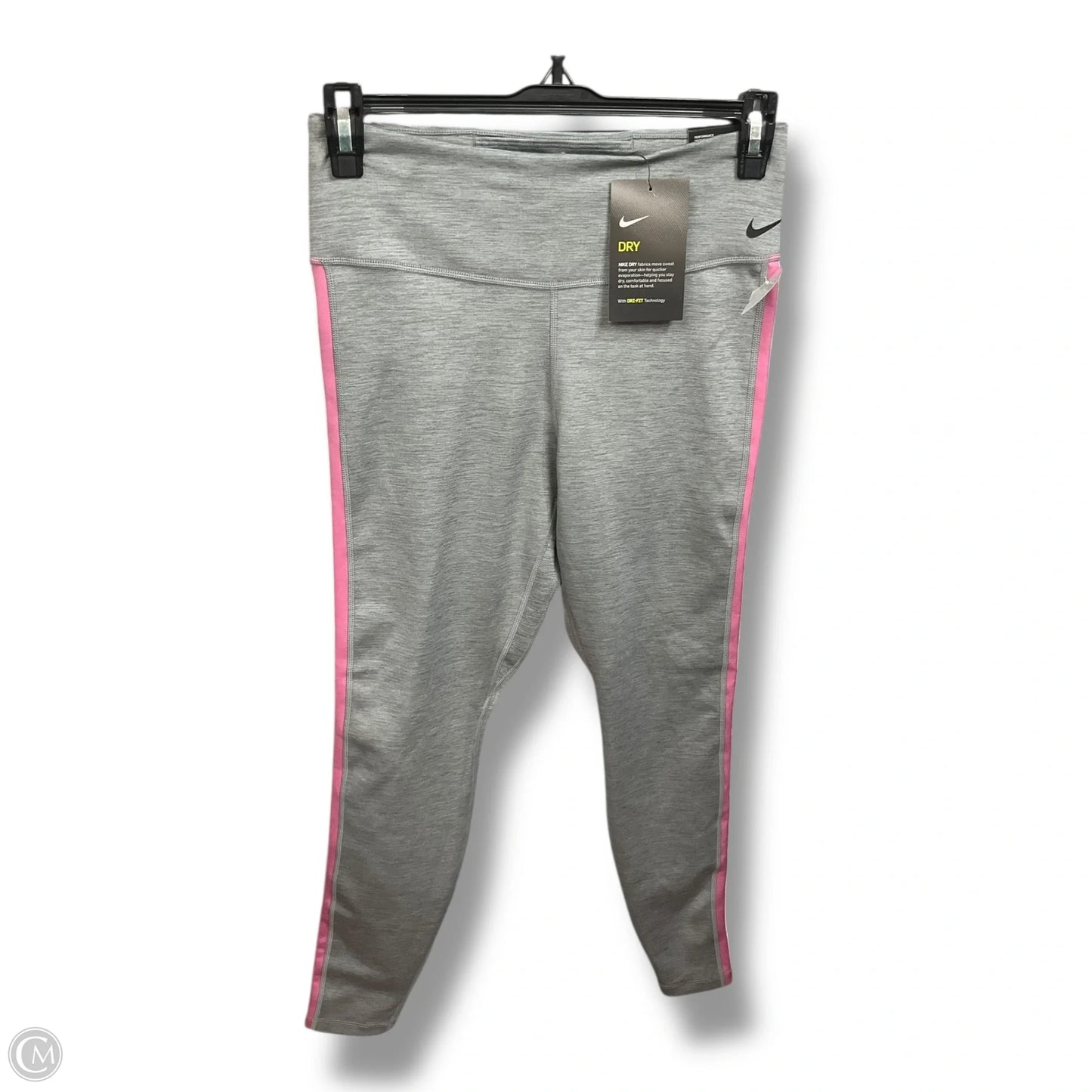 Athletic Leggings By Nike Apparel In Grey & Pink, Size: M