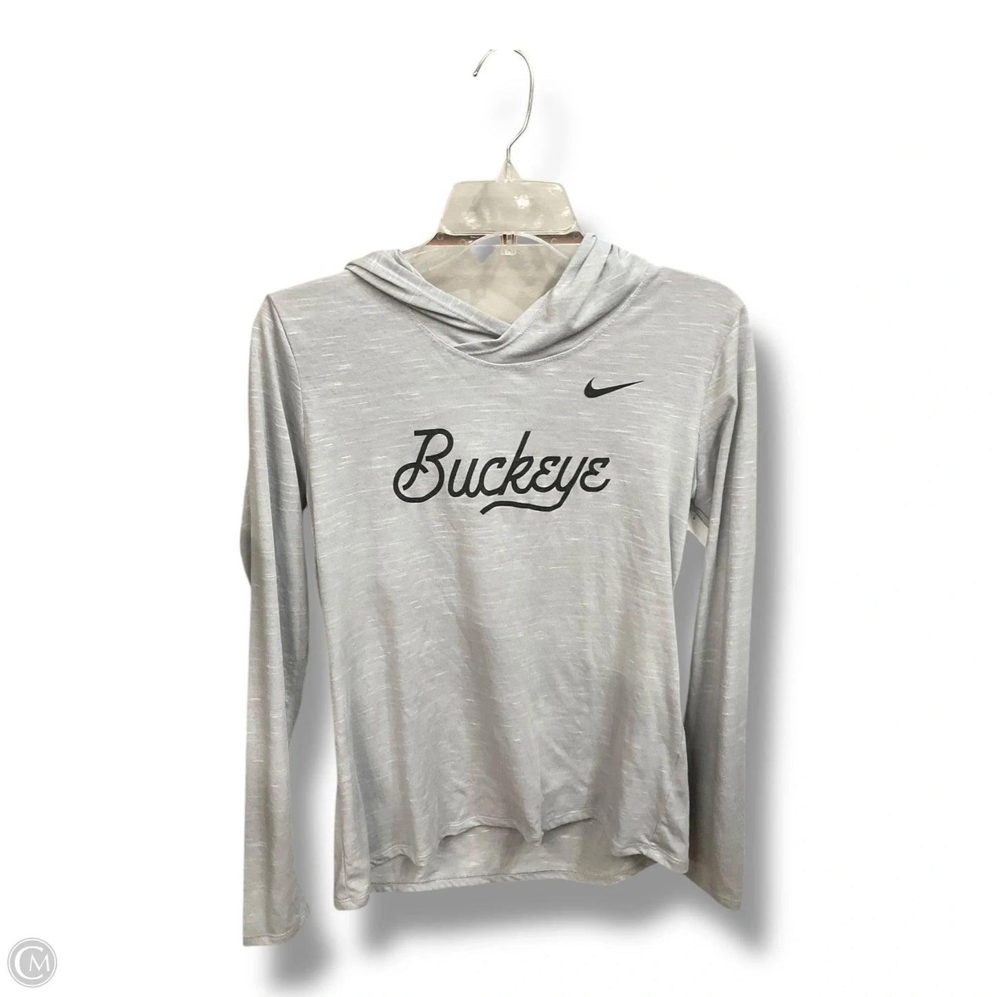 Athletic Top Long Sleeve Hoodie By Nike Apparel In Grey, Size: M