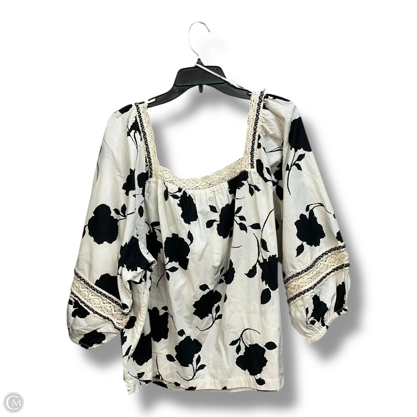 Top 3/4 Sleeve By Maurices In Black & White, Size: 2x