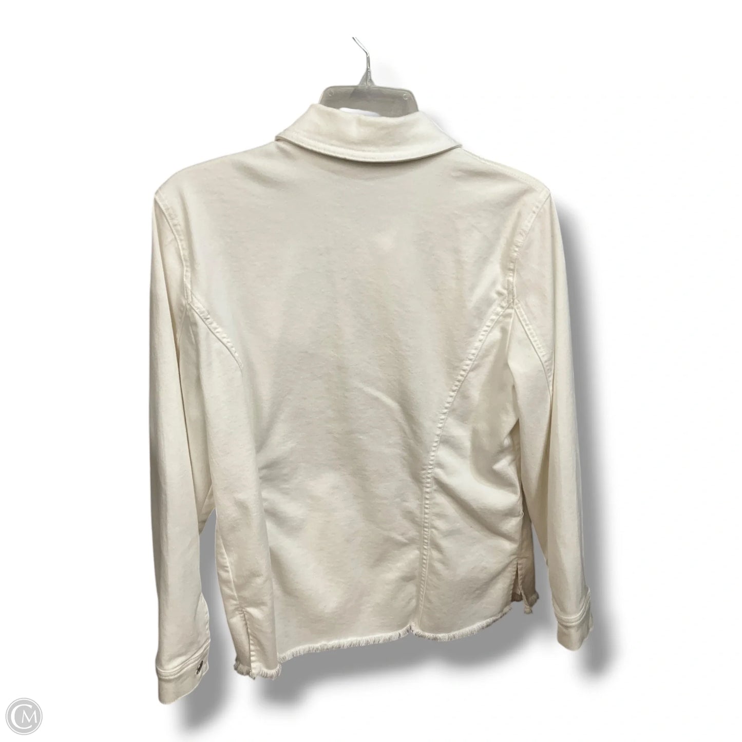 Jacket Denim By Chicos In White Denim, Size: L