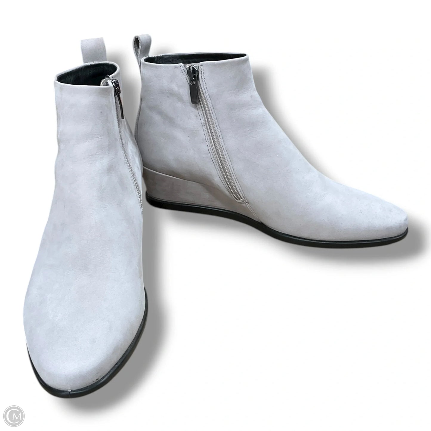 Boots Ankle Heels By Ecco In Grey, Size: 8