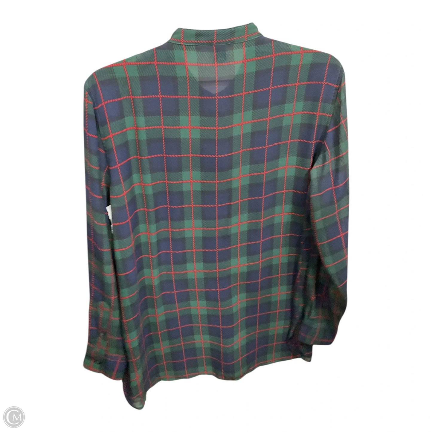 Blouse Long Sleeve By Chaps In Plaid Pattern, Size: M