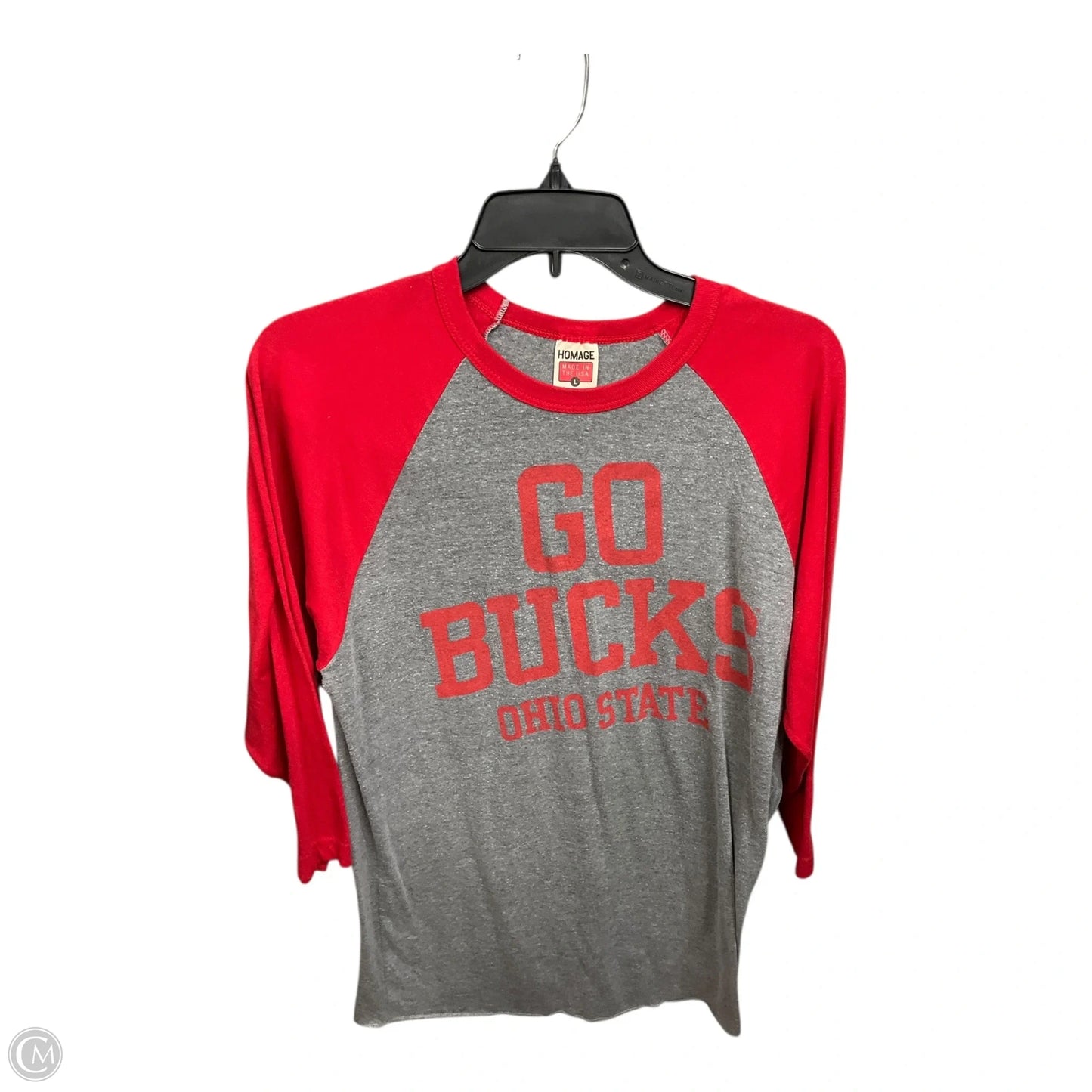 Top 3/4 Sleeve By Homage In Grey & Red, Size: L