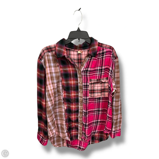 Blouse Long Sleeve By Pilcro In Plaid Pattern, Size: M