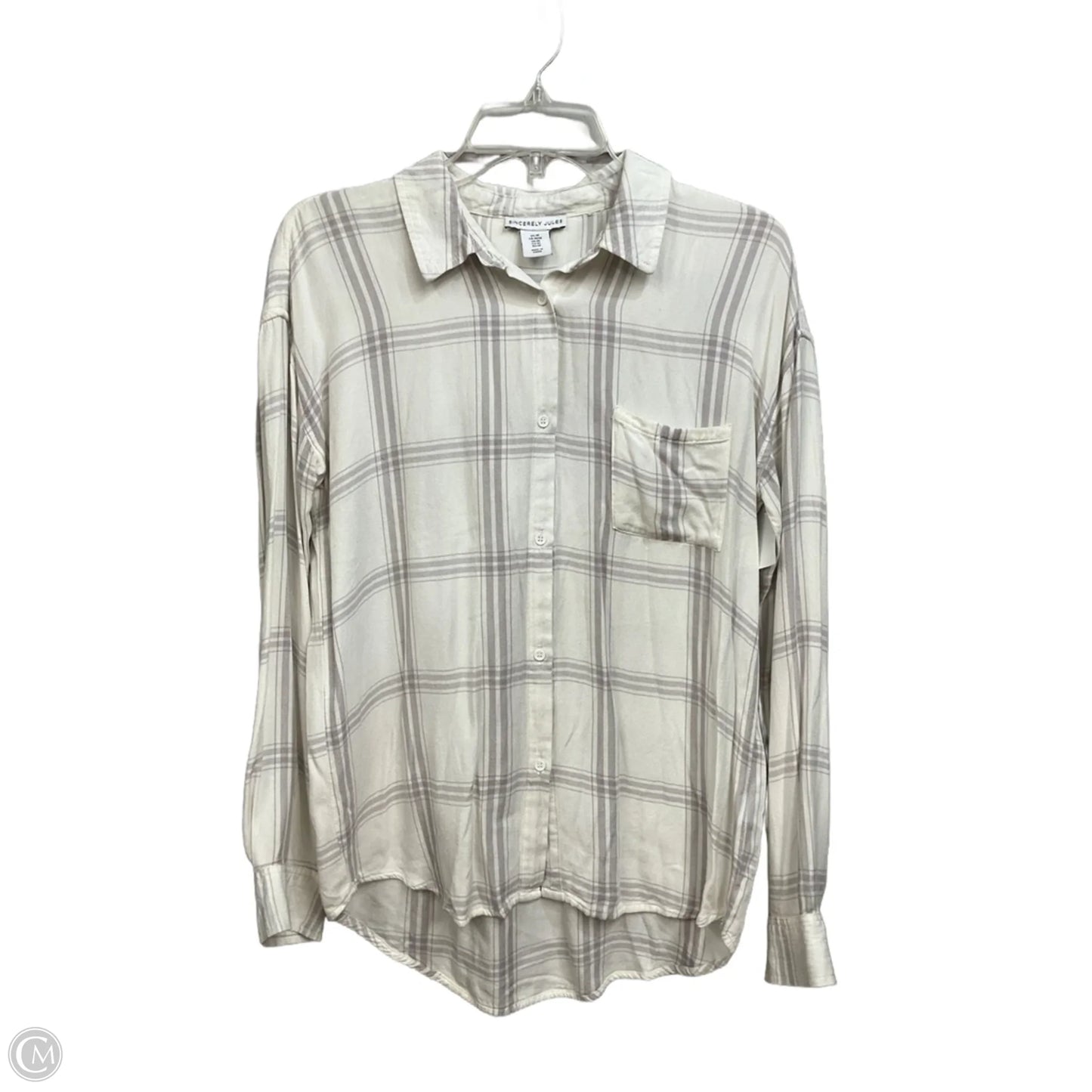 Blouse Long Sleeve By Clothes Mentor In Plaid Pattern, Size: M