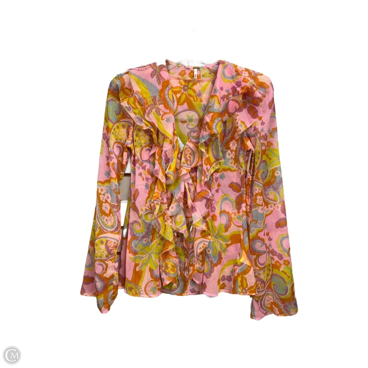 Blouse Long Sleeve By Free People In Multi-colored, Size: Xs