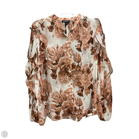 Blouse Long Sleeve By Express In Multi-colored, Size: M