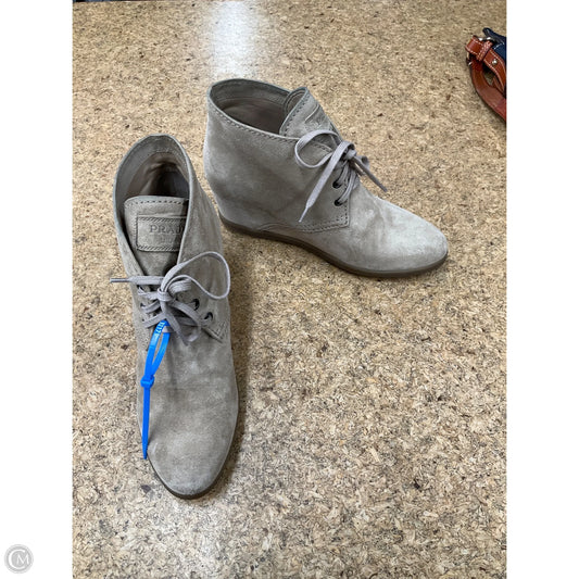 Boots Luxury Designer By Prada In Tan, Size: 8