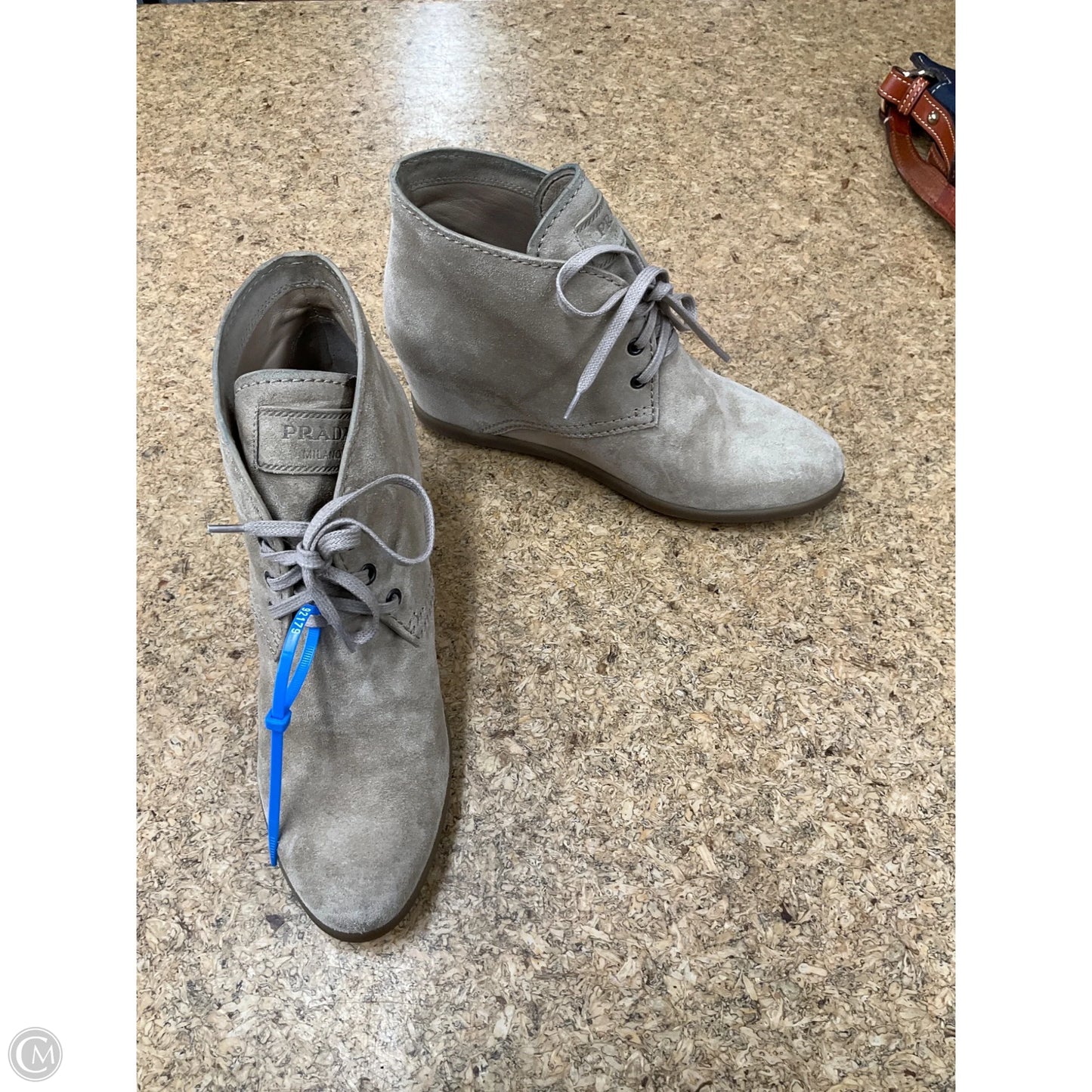 Boots Luxury Designer By Prada In Tan, Size: 8