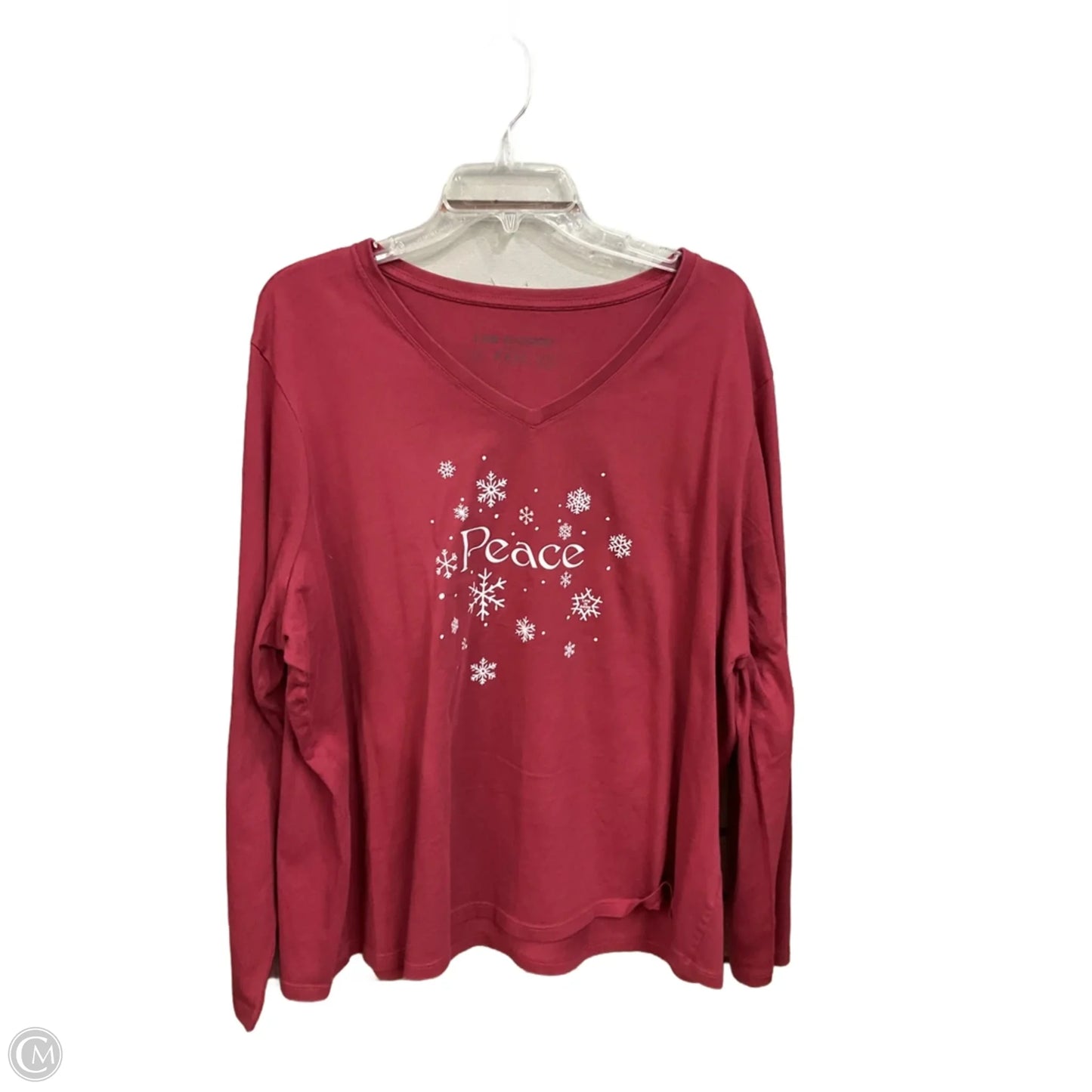 Top Long Sleeve By Life Is Good In Maroon, Size: 3x