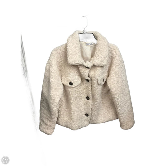 Jacket Faux Fur & Sherpa By Dex In Cream, Size: M