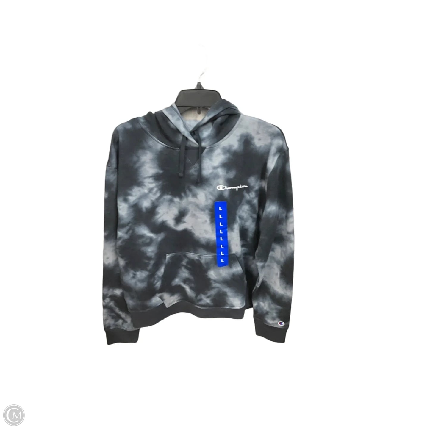 Athletic Sweatshirt Hoodie By Champion In Tie Dye Print, Size: L
