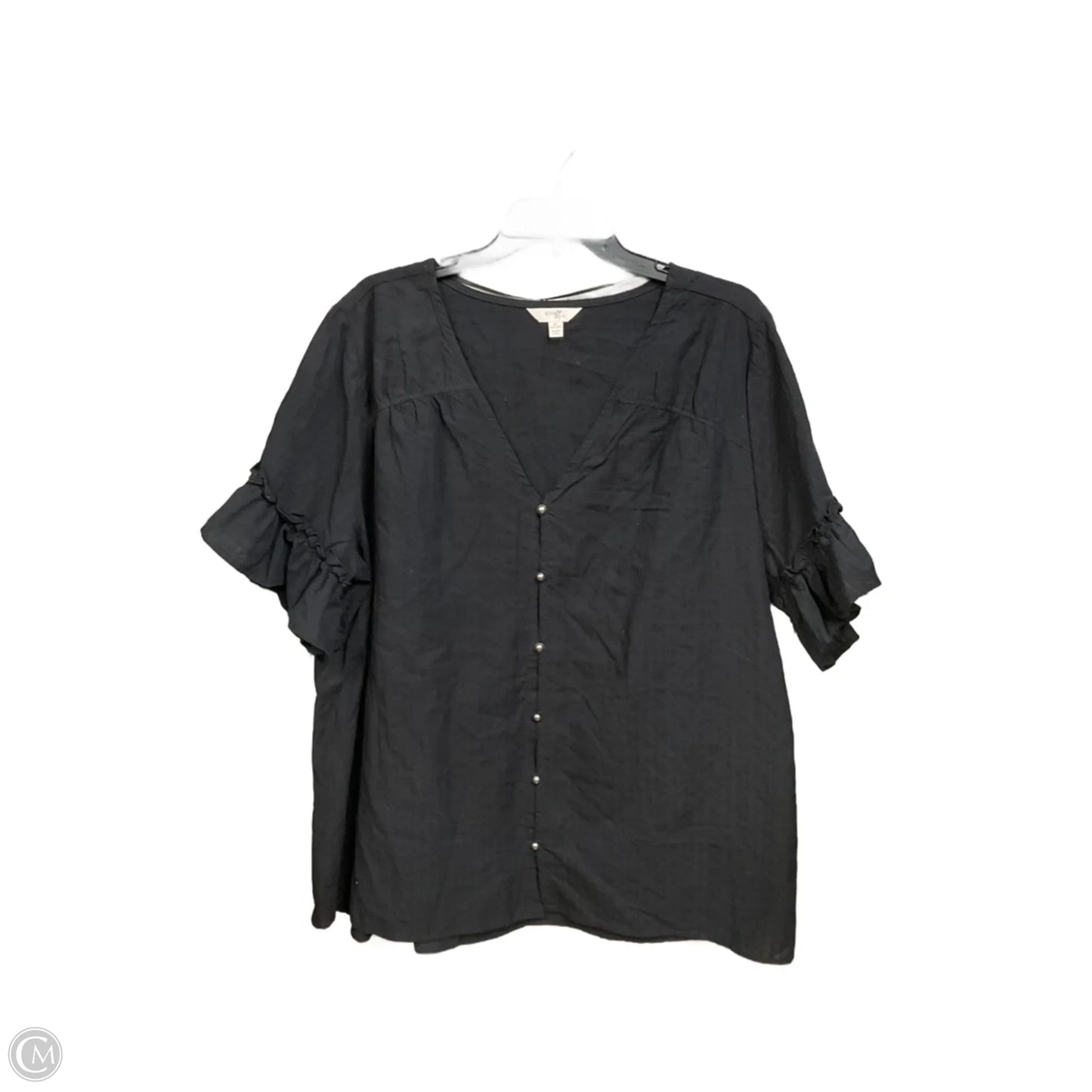 Top Short Sleeve By Terra & Sky In Black, Size: 2x