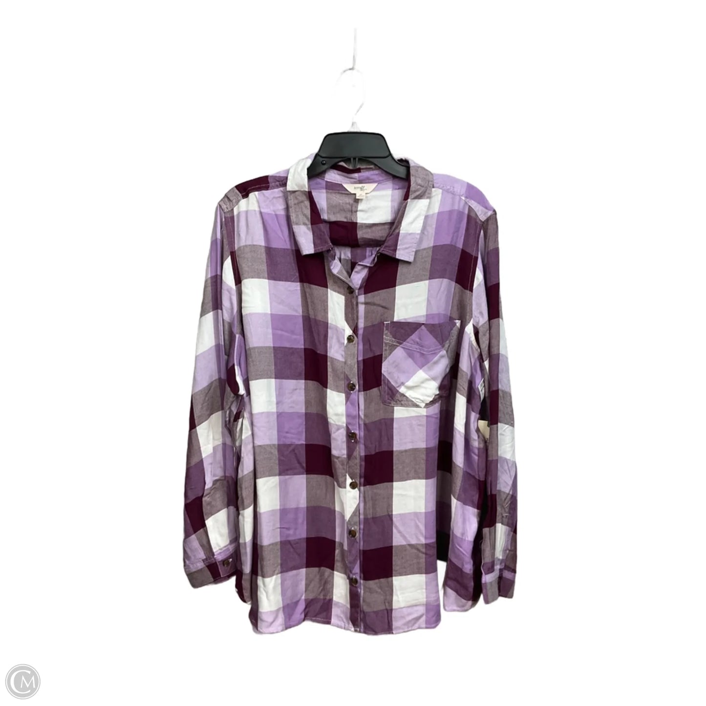 Top Long Sleeve By Terra & Sky In Plaid Pattern, Size: 3x