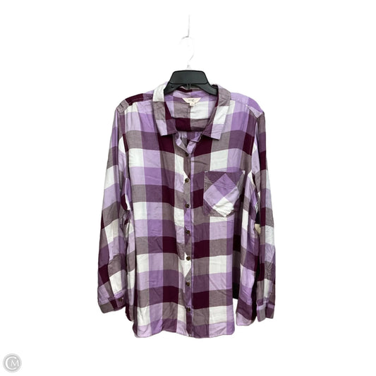 Top Long Sleeve By Terra & Sky In Plaid Pattern, Size: 3x