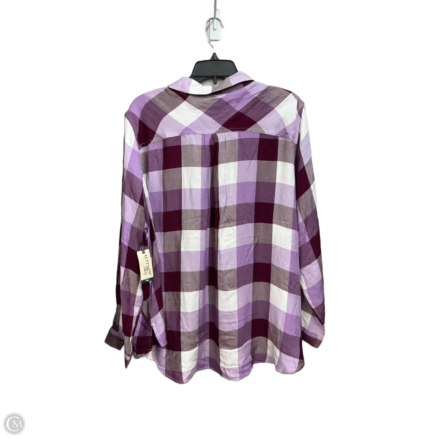 Top Long Sleeve By Terra & Sky In Plaid Pattern, Size: 3x