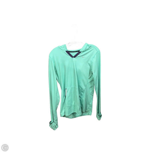 Athletic Top Long Sleeve Hoodie By Nike Apparel In Aqua, Size: M