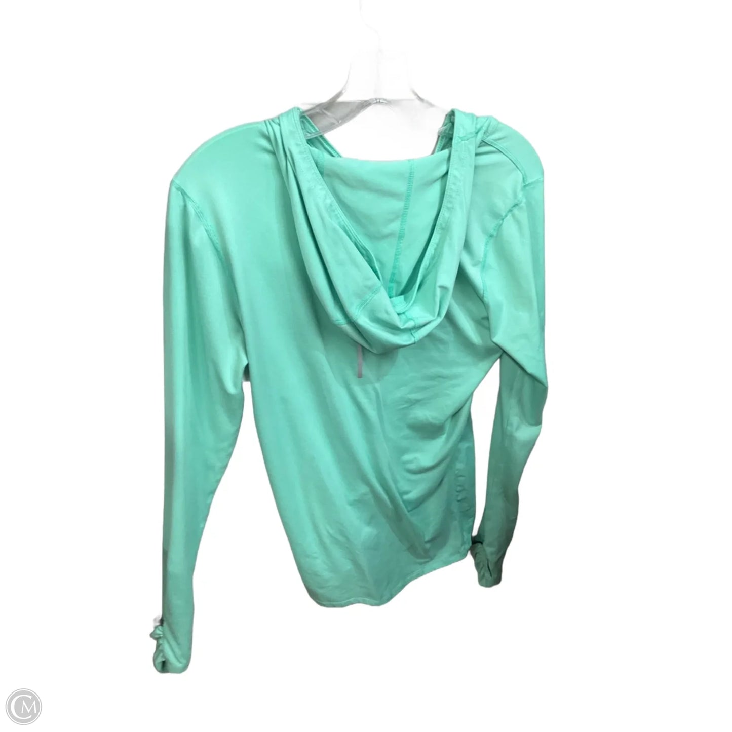 Athletic Top Long Sleeve Hoodie By Nike Apparel In Aqua, Size: M