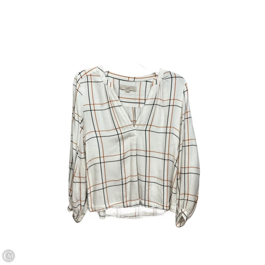 Top Long Sleeve By Loft In Plaid Pattern, Size: Xs