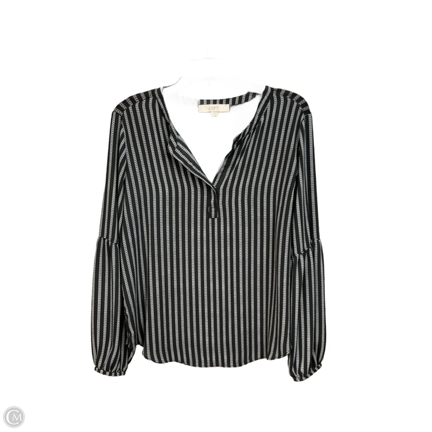 Blouse Long Sleeve By Loft In Black & White, Size: S
