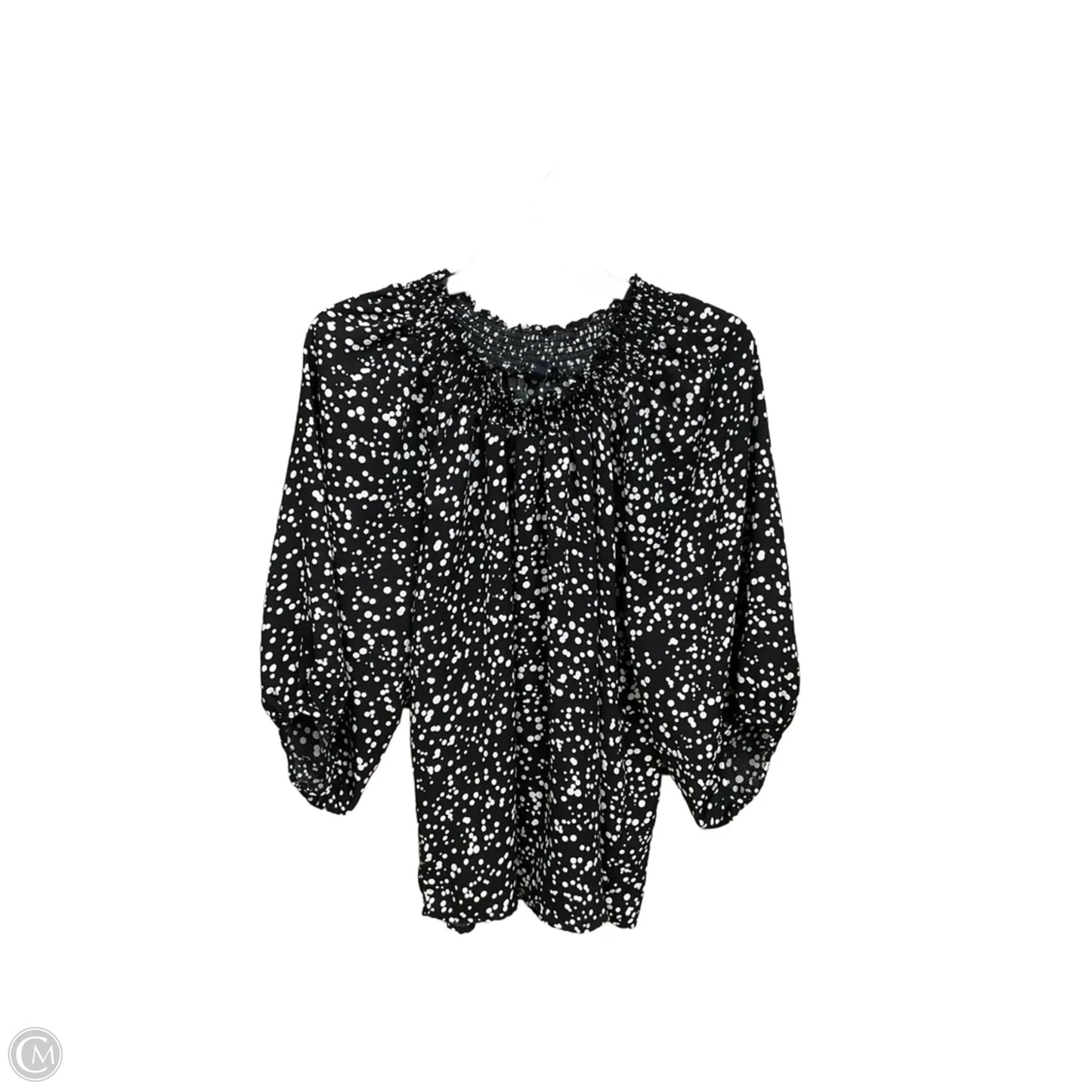 Blouse Long Sleeve By Adrienne Vittadini In Polkadot Pattern, Size: Xl