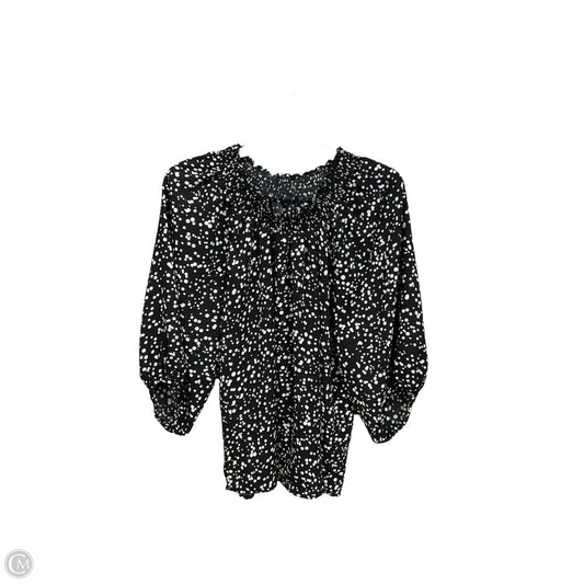 Blouse Long Sleeve By Adrienne Vittadini In Polkadot Pattern, Size: Xl