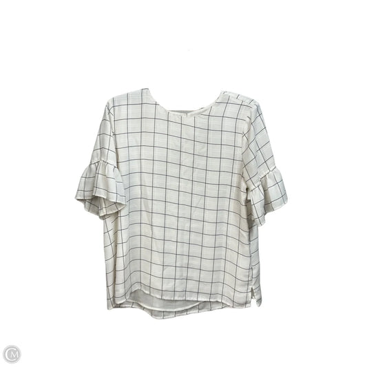 Top Short Sleeve By Loft In Plaid Pattern, Size: S