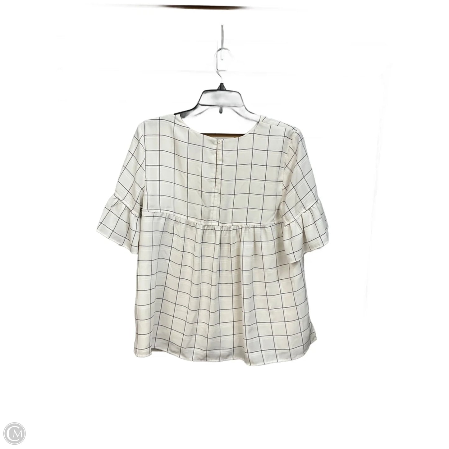 Top Short Sleeve By Loft In Plaid Pattern, Size: S