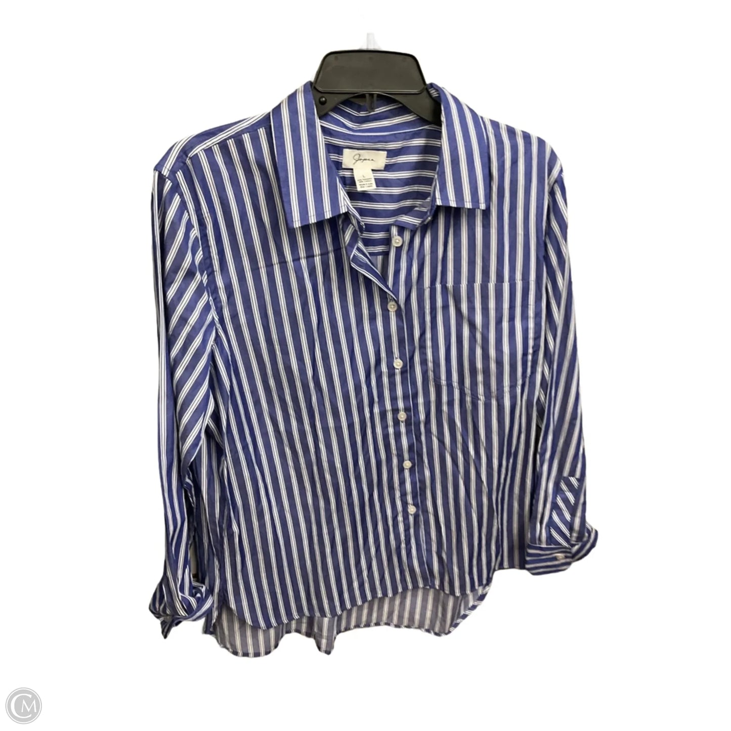 Blouse Long Sleeve By Japna In Striped Pattern, Size: L
