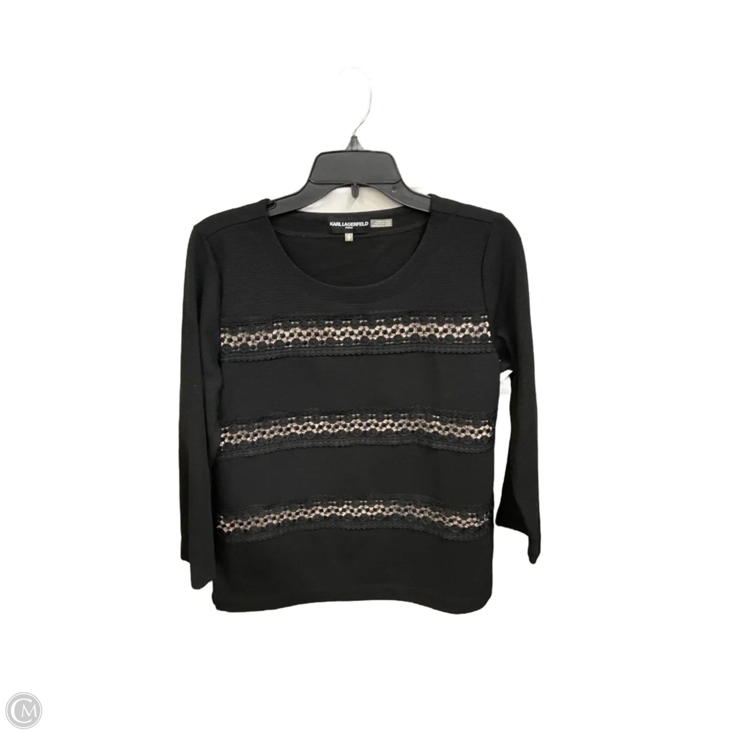 Top Long Sleeve Designer By Karl Lagerfeld In Black, Size: S