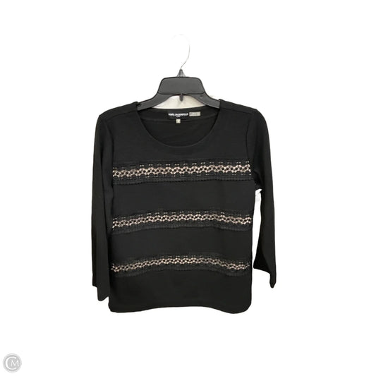 Top Long Sleeve Designer By Karl Lagerfeld In Black, Size: S