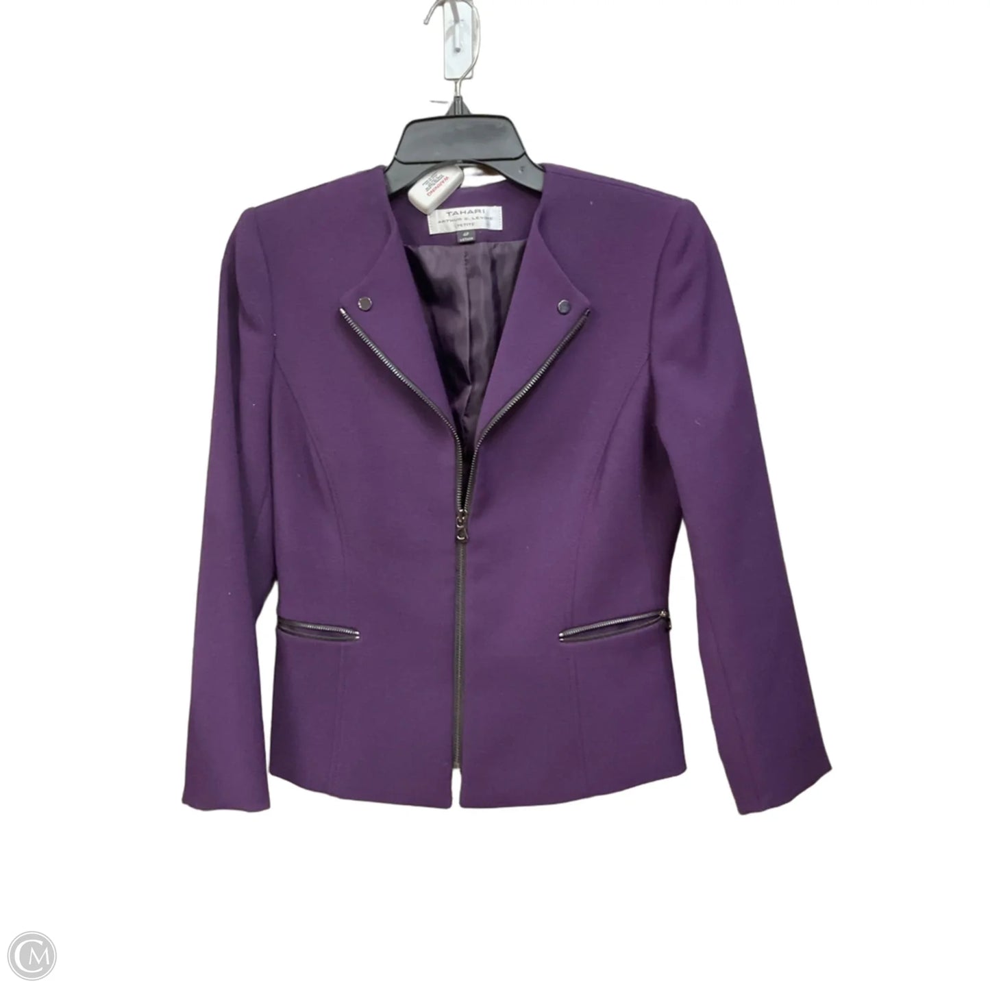 Jacket Moto By Tahari By Arthur Levine In Purple, Size: 4p