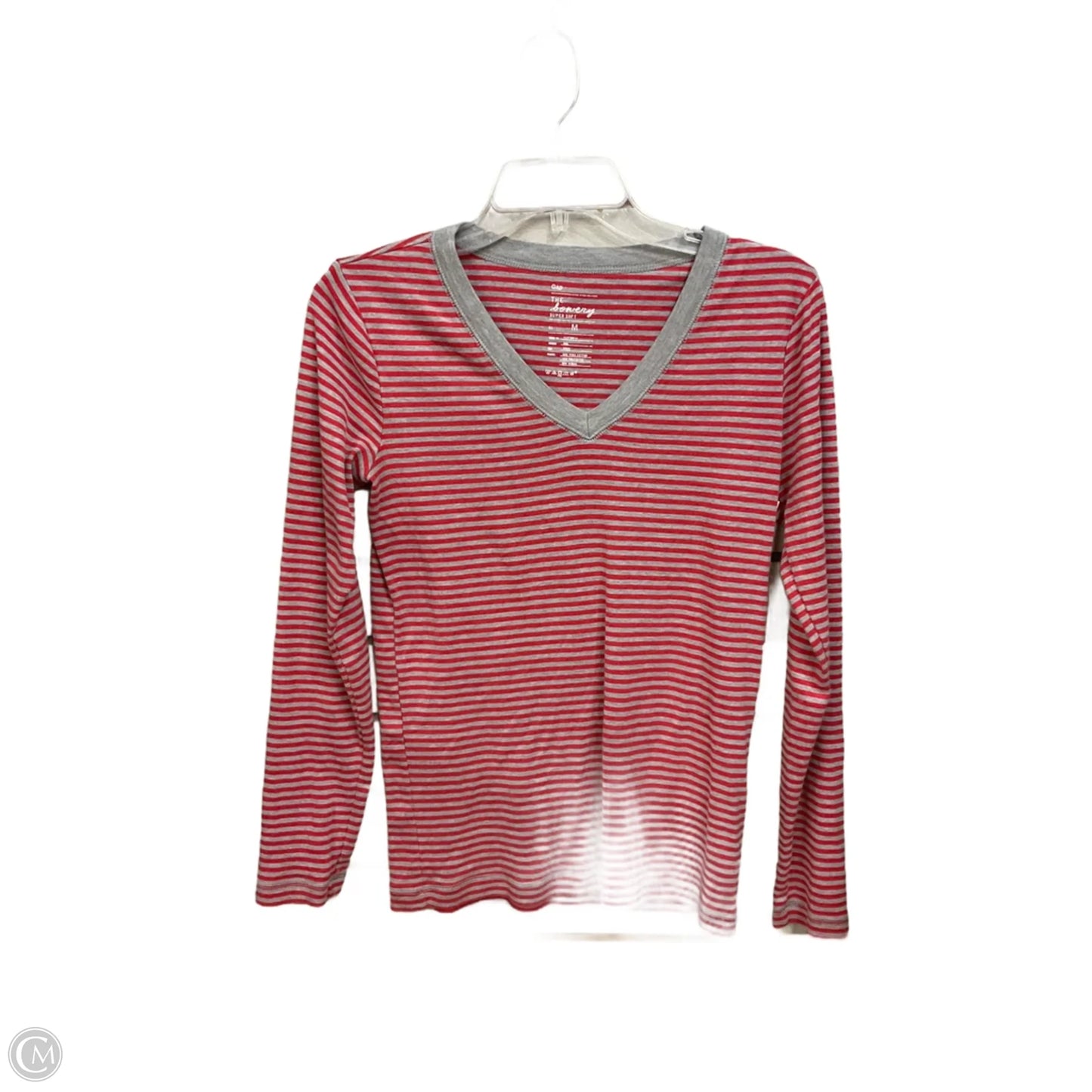 Top Long Sleeve Basic By Gap In Striped Pattern, Size: M
