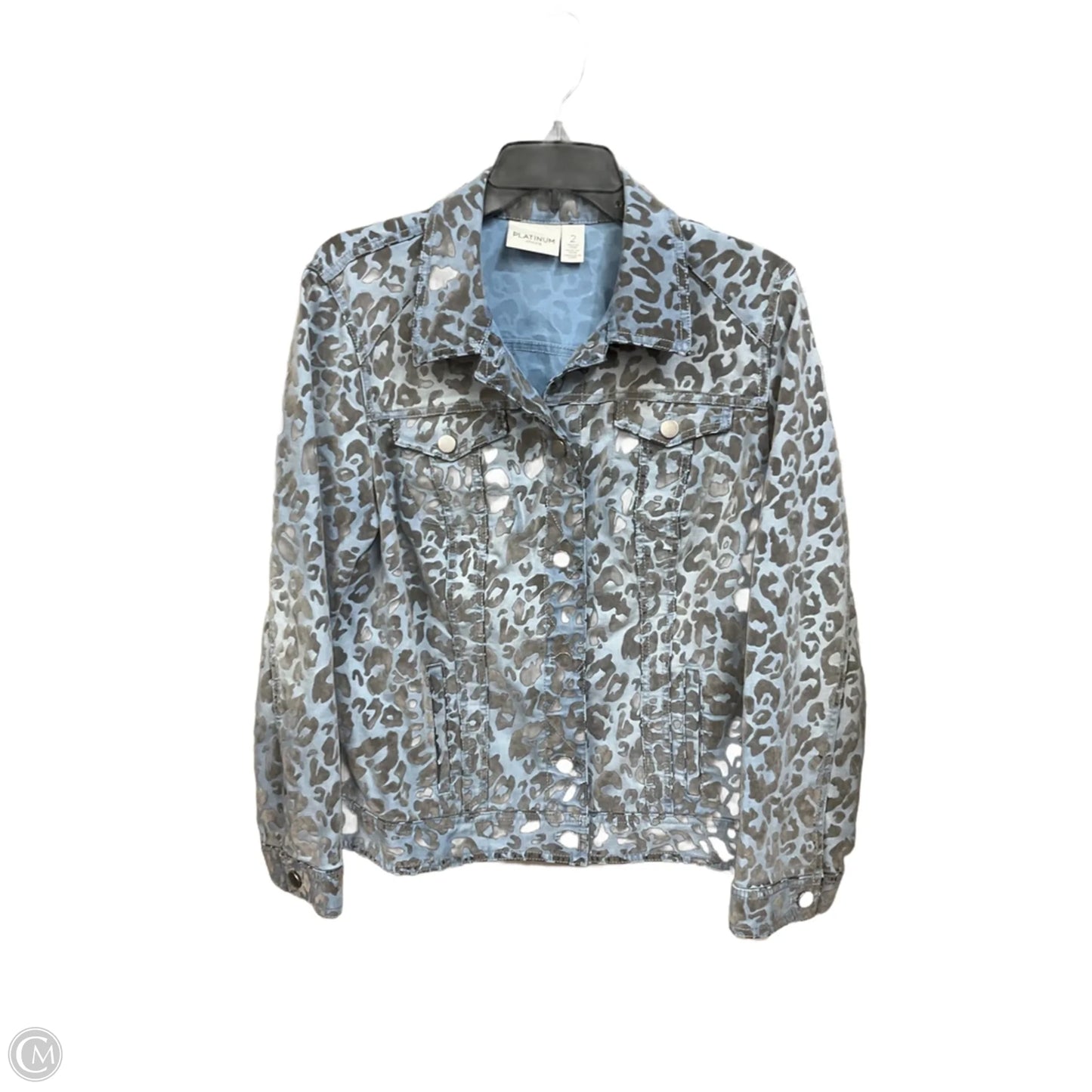 Jacket Shirt By Chicos In Animal Print, Size: L